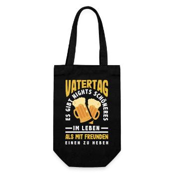 Lustiges Vatertag Geschenk Papa Bier - Geschenkbeutel für Flaschen - Schwarz - Vorne