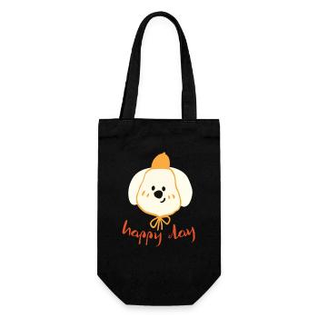 Happy Day liebenswerter Hund  - Geschenkbeutel für Flaschen - Schwarz - Vorne