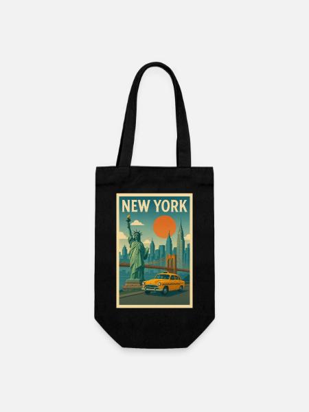 New York Retro City Reiseplakat - Geschenkbeutel für Flaschen - Schwarz