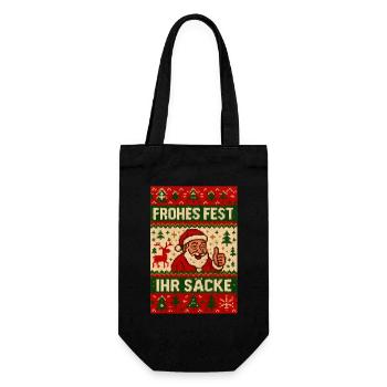 Frohes Fest Ihr Säcke Ugly Christmas - Geschenkbeutel für Flaschen - Schwarz - Vorne