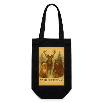 Christmas friends: Deer, Fox and Bear - Gift Bag for Bottles - black - Front