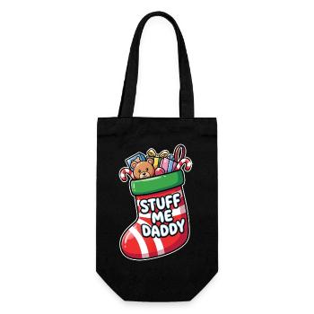 Stopfe mich, Papa! Weihnachtsstrumpf, unartig - Geschenkbeutel für Flaschen - Schwarz - Vorne