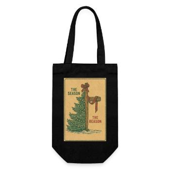 Die Jahreszeit: Der Grund, Vintage-Weihnachtschristlich. - Geschenkbeutel für Flaschen - Schwarz - Vorne