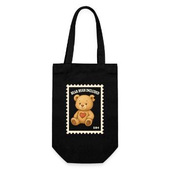 Câlins en forme de timbre en peluche avec un motif de cœur - Sac à bouteille - noir - Devant