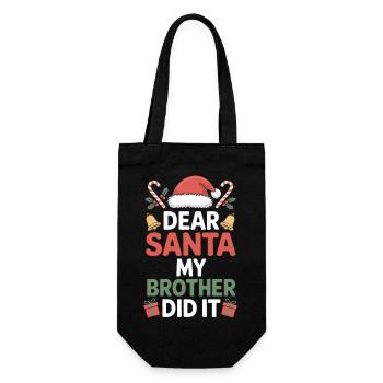 Lieber Weihnachtsmann, mein Bruder hat es geschafft. - Geschenkbeutel für Flaschen - Schwarz - Vorne