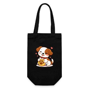 Cuddly puppy and heart paw - Gift Bag for Bottles - black - Front