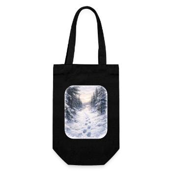 Winterwaldpfad Morgenschein - Geschenkbeutel für Flaschen - Schwarz - Vorne