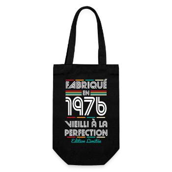 1976 – Hergestellt – Perfekt gereift - Geschenkbeutel für Flaschen - Schwarz - Vorne