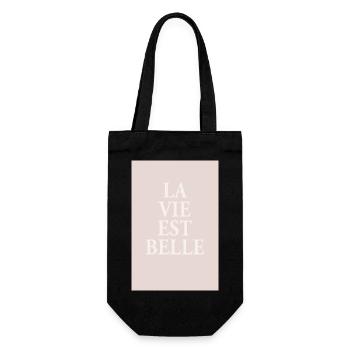 La Vie Est Belle – Elegant Typography Poster - Gift Bag for Bottles - black - Front