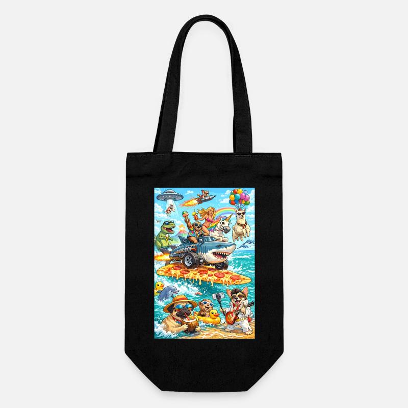 Plage de pizza Dino Unicorn - Sac à bouteille - noir