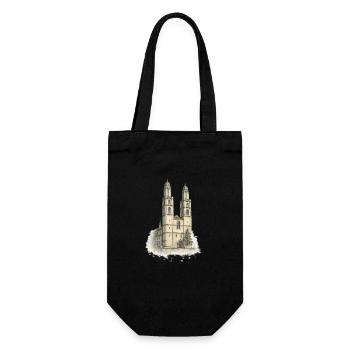 Cathédrale aquarelle avec deux tours - Sac à bouteille - noir - Devant