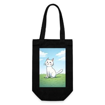 Chat blanc au regard espiègle - Sac à bouteille - noir - Devant
