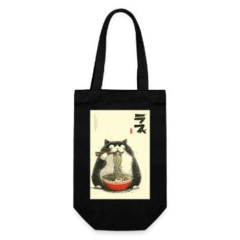 Neko Ramen Katze - Geschenkbeutel für Flaschen - Schwarz - Vorne