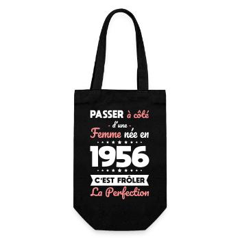 Born in 1956 – Near perfection - Gift Bag for Bottles - black - Front