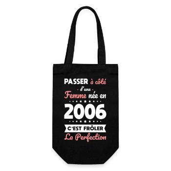 Geboren 2006 – Naht der Perfektion näher - Geschenkbeutel für Flaschen - Schwarz - Vorne
