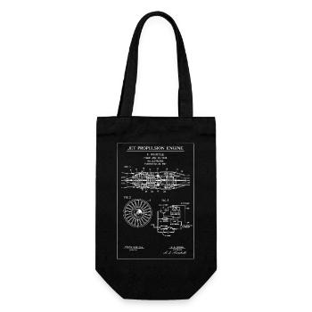 Jet Propulsion Engine Blueprint - Gift Bag for Bottles - black - Front