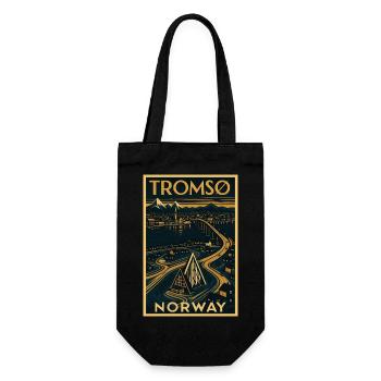 Tromsø Norwegen – Retro Reiseposter Art Deco - Geschenkbeutel für Flaschen - Schwarz - Vorne