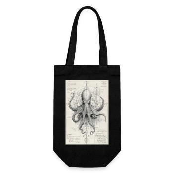Geometrischer Oktopus-Bauplan - Geschenkbeutel für Flaschen - Schwarz - Vorne