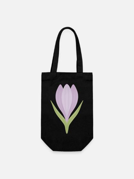 Lilac Crocus Bloom Illustration - Geschenkbeutel für Flaschen - Schwarz