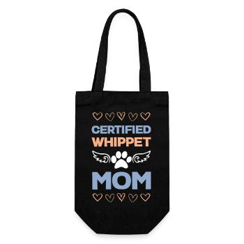 Zertifizierte Whippet Mama - Geschenkbeutel für Flaschen - Schwarz - Vorne