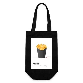 Fries Are The Answer To Everything - Geschenkbeutel für Flaschen - Schwarz - Vorne