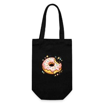 Donut rose sucré avec des paillettes aux vermicelles - Sac à bouteille - noir - Devant