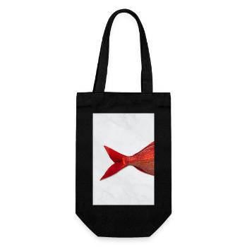 Red Fish Minimal Art Design - Gift Bag for Bottles - black - Front