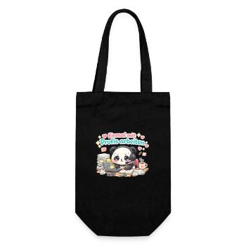 Einmal mit Profis arbeiten kawaii Panda Büro - Geschenkbeutel für Flaschen - Schwarz - Vorne