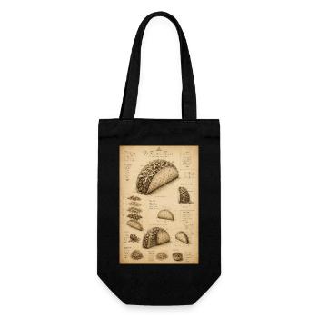 Vintage Taco Blueprint Illustration - Gift Bag for Bottles - black - Front