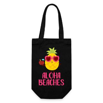 Aloha Beaches Cool Pineapple Beach Holiday Summer Motif - Gift Bag for Bottles - black - Front