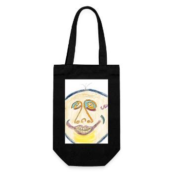 Cheerful color face illustration - Gift Bag for Bottles - black - Front