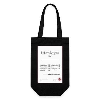 Lehrer Zeugnis Lustiges Abschiedsgeschenk - Geschenkbeutel für Flaschen - Schwarz - Vorne