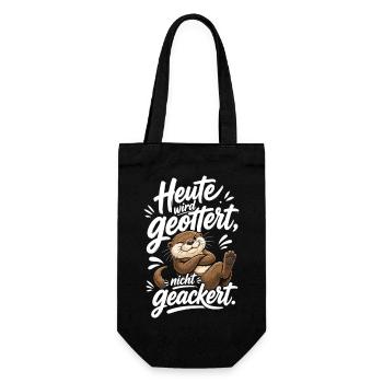 Heute Wird Geottert Lustiger Otter Spruch - Geschenkbeutel für Flaschen - Schwarz - Vorne