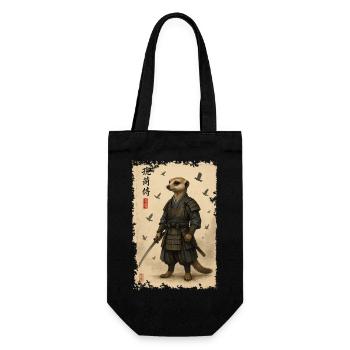 Meerkat Samurai Wüstenkrieger - Geschenkbeutel für Flaschen - Schwarz - Vorne