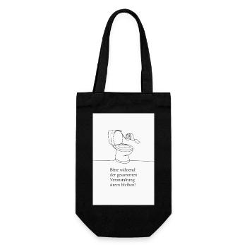 Bitte sitzen bleiben Lustiges WC Design - Geschenkbeutel für Flaschen - Schwarz - Vorne