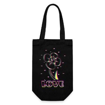 Neon Flower Love - Geschenkbeutel für Flaschen - Schwarz - Vorne