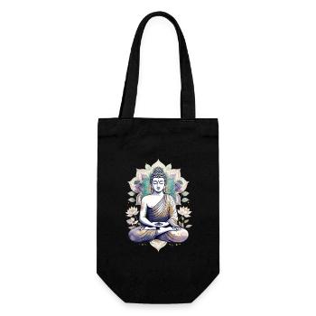 Meditating Buddha Lotus Mandala - Gift Bag for Bottles - black - Front