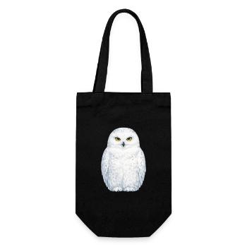 Watercolor snowy owl illustration - Gift Bag for Bottles - black - Front