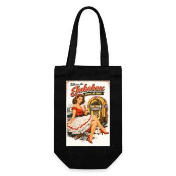 50s Diner Pin-Up: Where the Jukebox - Gift Bag for Bottles - black - Front