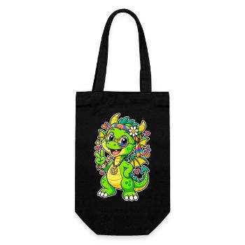 Dragon hippie avec bandana arc-en-ciel - Sac à bouteille - noir - Devant