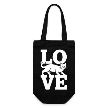 Cat Silhouette integrierte LOVE-Grafik - Geschenkbeutel für Flaschen - Schwarz - Vorne