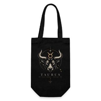 Taurus Sternzeichen Stiers Symbol - Geschenkbeutel für Flaschen - Schwarz - Vorne