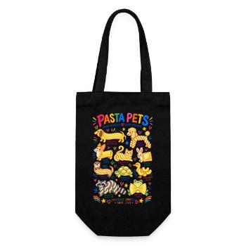 Pasta Pets Lustige Nudel Tiere für Pastafans - Geschenkbeutel für Flaschen - Schwarz - Vorne