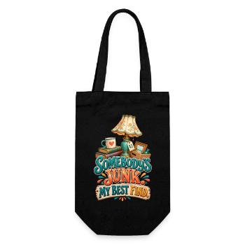 Flohmarkt, Schatzsuche, Humor - Geschenkbeutel für Flaschen - Schwarz - Vorne