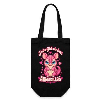 Just a Girl Who Loves Armadillos  Pink Valentine - Geschenkbeutel für Flaschen - Schwarz - Vorne