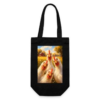 Sunlit Hen Quartett - Geschenkbeutel für Flaschen - Schwarz - Vorne