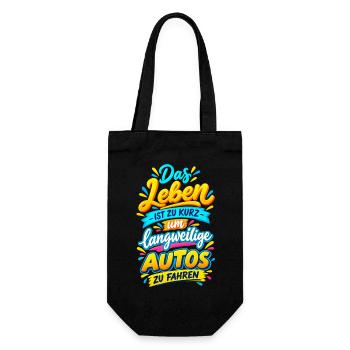 Das Leben ist zu kurz für langweilige Autos - Geschenkbeutel für Flaschen - Schwarz - Vorne