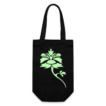 Lichtgrünes Blattornament-Blüte - Geschenkbeutel für Flaschen - Schwarz - Vorne