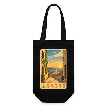 Assisi Umbrien - Geschenkbeutel für Flaschen - Schwarz - Vorne