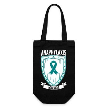Anaphylaxie Kämpfer - Schutzschild in Türkis - Geschenkbeutel für Flaschen - Schwarz - Vorne